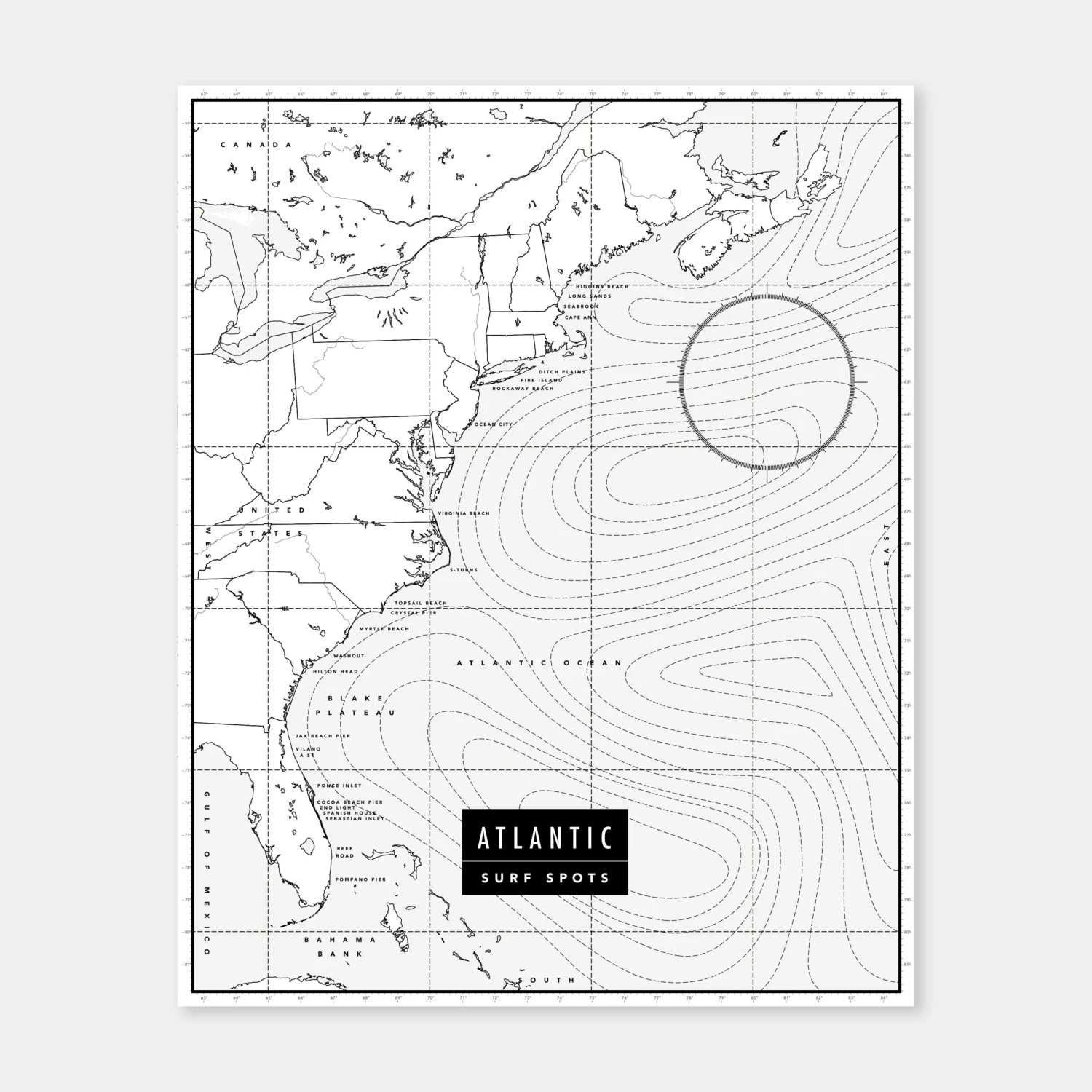 Atlantic Surf Spots | Poster (B/W) 3 Atlantic Surf Spots | Poster (B/W)